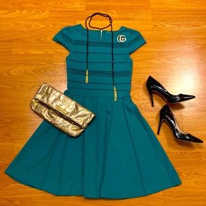 Gap emerald green fit and flare dress